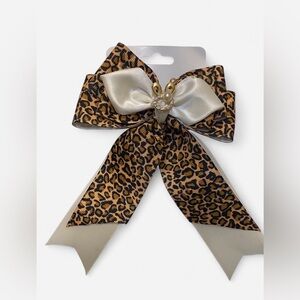 Hand crafted Leopard Print Hair Bow With Bunny Pendant